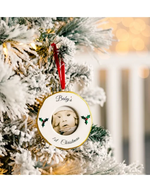 Baby's 1St Christmas Photo Frame Ornament 4"