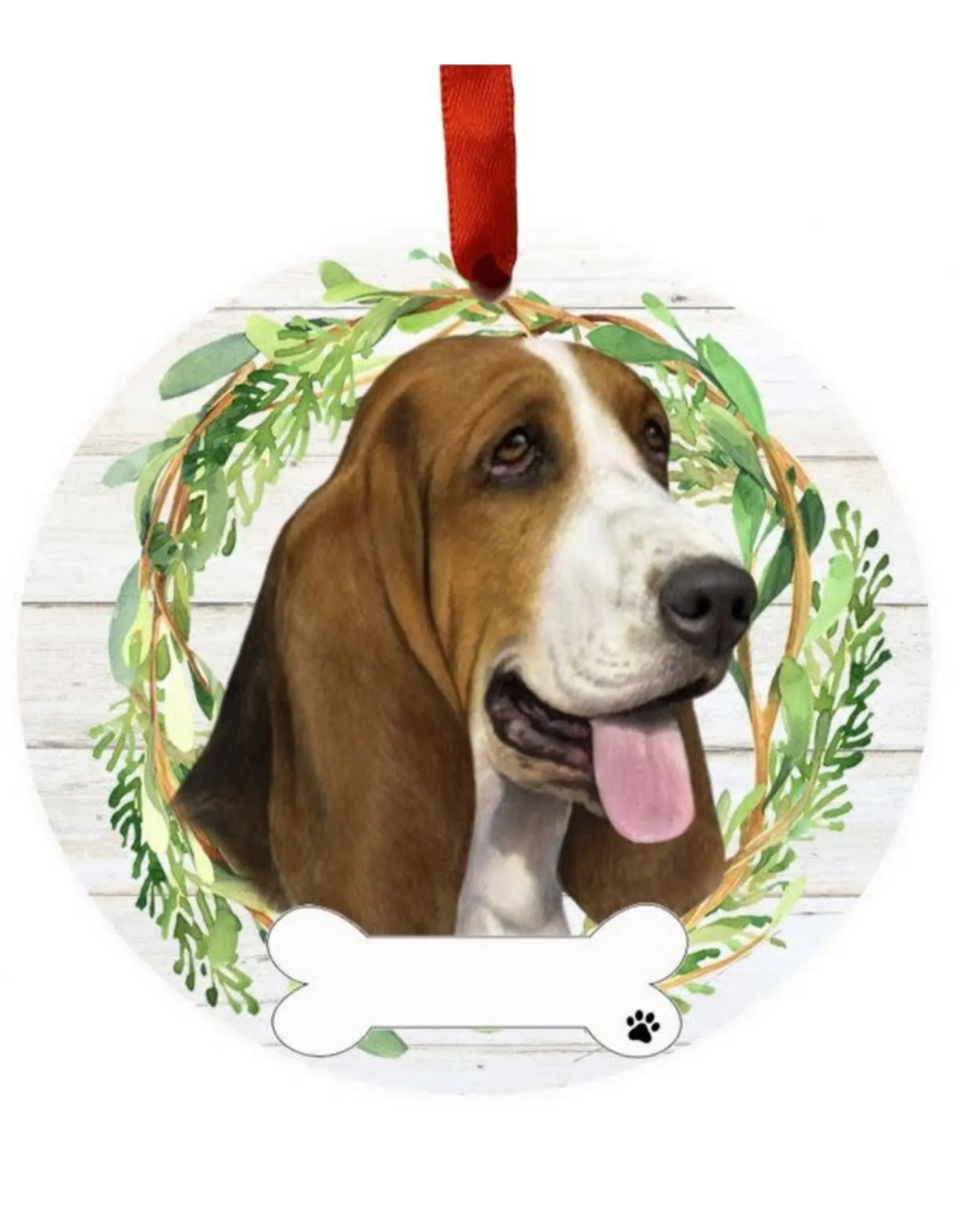Basset Hound Wreath Ornament