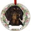 Black Dachshund Wreath Ornament