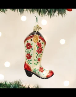 Christmas Cowgirl Boot Ornament