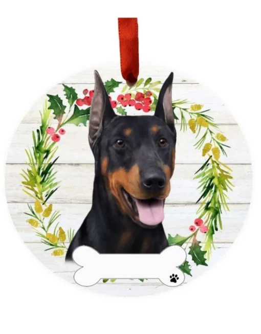 Doberman Wreath Ornament