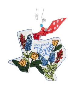 God Bless Texas Flat Ceramic Ornament
