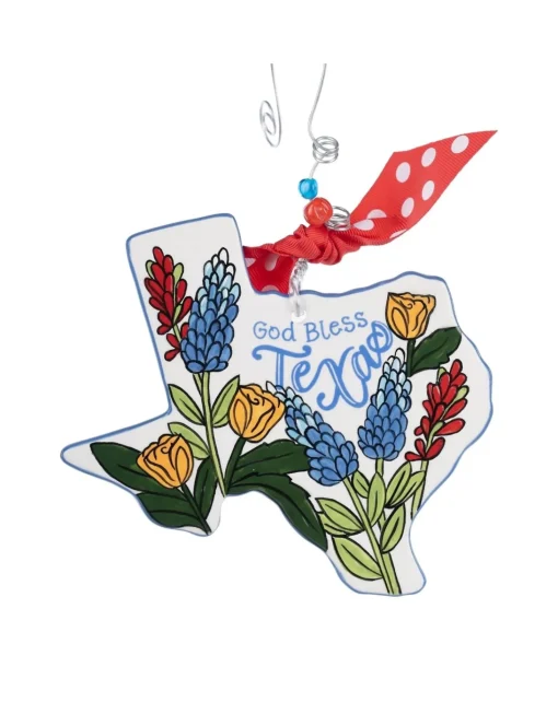 God Bless Texas Flat Ceramic Ornament