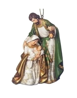 Green & Gold Holy Family Ornament