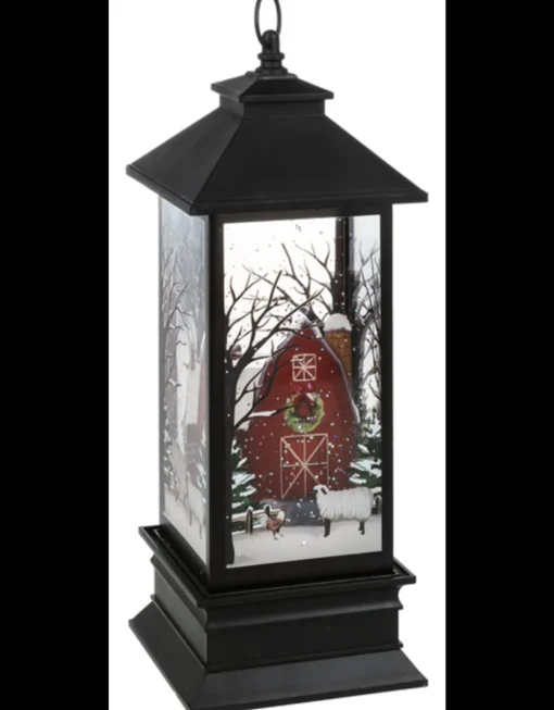 Led Light Up Shimmer Farm Scene Lantern