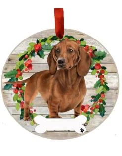 Red Dachshund Full Body Wreath Ornament