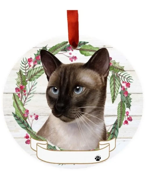Siamese Cat Wreath Ornament